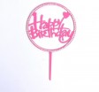 Топпер со стразами Happy Birthday круг/розовый - Магазин для кондитеров "Творим чудеса"