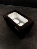 Коробка на 2 капкейка с окном 10х16х10см (чёрная) - Магазин для кондитеров "Творим чудеса"