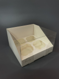 Коробка на 4 капкейка с прозрачной крышкой 16х16х10 см (белая) - Магазин для кондитеров "Творим чудеса"