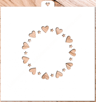 Трафарет «Рамка из сердец со звездами» - Магазин для кондитеров "Творим чудеса"